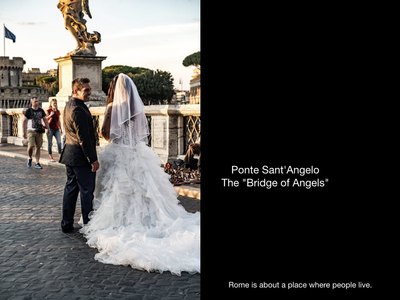 They strolled across the bridge past Castel Sant'Angelo. I lost them as they moved up Via della Conciliazione.