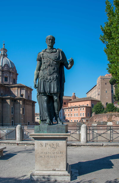 Status of Julius Caesar on the walk just outside the Roman Forum.